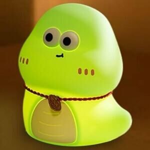 Cute Animal Night Light, Squishy Silicone Green Snake Nursery Lamp Warm Light